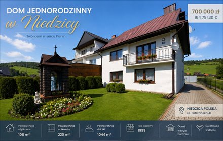 Przestronny dom 220 m² z garażem i dużą działką dom Niedzica, Tatrzańska
