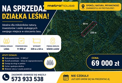 Sprzedam działkę leśną 1,19 ha w Nienaszowie - inwestycja działka Nienaszów