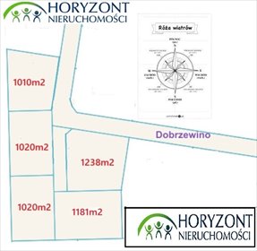 Działki budowlane w Dobrzewinie, 1010-1238 m2, blisko Gdyni działka Dobrzewino