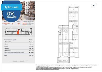 Przestronne 3-pokojowe mieszkanie w Bielawach, 61,17 m2 mieszkanie Bydgoszcz, Bielawy, Jana Karola Chodkiewicza