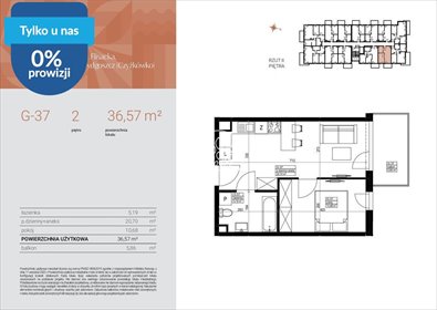 Nowoczesne mieszkanie 36,57 m² w Bydgoszczy (blisko Kanału) mieszkanie Bydgoszcz, Czyżkówko, Flisacka