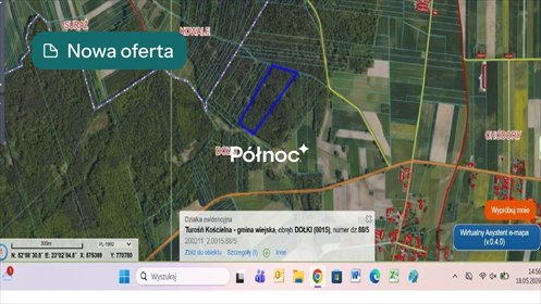 Działka leśna 5,77 ha z możliwością pozysku drewna działka Dołki