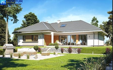 Nowoczesny dom parterowy z garażem i dużym ogrodem dom Międzyborów