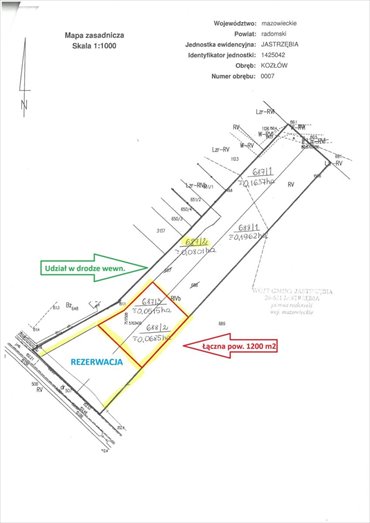 działka na sprzedaż 1200m2 działka Kozłów, Kozłów