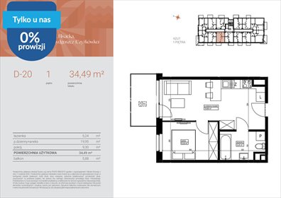 Nowoczesne mieszkanie 34,53 m² w Bydgoszczy - blisko natury mieszkanie Bydgoszcz, Czyżkówko, Flisacka