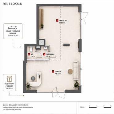 Nowy lokal usługowy 71 m² z ogródkiem w Bemowie. lokal użytkowy Warszawa, Bemowo, Heweliusza