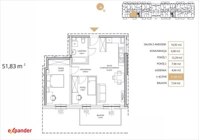 Do sprzedania nowoczesne 3-pokojowe mieszkanie 52 m² z balkonem mieszkanie Zgierz, Orla
