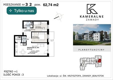 mieszkanie na sprzedaż 63m2 mieszkanie Białystok, Zawady