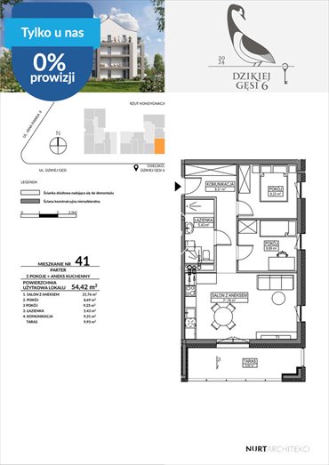 Zapraszam do 3-pokojowego mieszkania z tarasem w Osielsku mieszkanie Osielsko, Dzikiej Gęsi