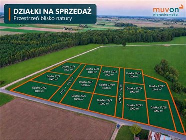 14 działek 5 minut od Jeziora Lubieńskiego | 1000-1499 m2 działka Kanibród