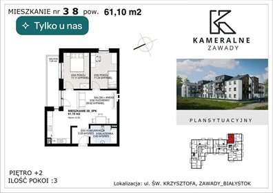 Nowoczesne 3-pokojowe mieszkanie z balkonem polecam mieszkanie Białystok, Zawady