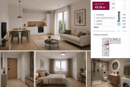 Nowoczesne 2-pokojowe mieszkanie 43 m² z inteligentnym domem zapraszam mieszkanie Poznań, Nowe Miasto