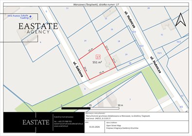działka na sprzedaż 551m2 działka Warszawa, Targówek Fabryczny, Szklana