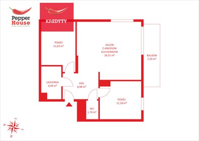 mieszkanie na sprzedaż 63m2 mieszkanie Gdynia, Wielki Kack, Bieszczadzka