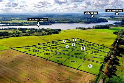 działka na sprzedaż 3142m2 działka Ryn, Orło