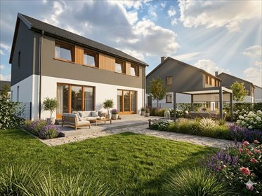 Nowoczesny bliźniak z pompą ciepła i garażem dom Zaczernie