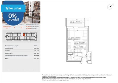 Przestronne 40,04 m² w Bielawach – idealne dla singla lub pary mieszkanie Bydgoszcz, Bielawy, Jana Karola Chodkiewicza