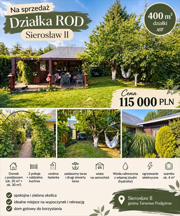 Polecam działkę 400 m² z komfortowym domkiem w Sierosławiu działka Sierosław