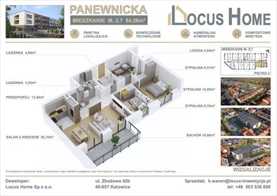 mieszkanie na sprzedaż 85m2 mieszkanie Katowice, Ligota, Panewniki, Panewnicka