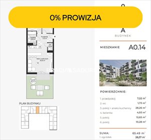 mieszkanie na sprzedaż 65m2 mieszkanie Kraków, Rybitwy , Rybitwy, Tadeusza Śliwiaka