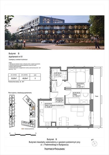 mieszkanie na sprzedaż 49m2 mieszkanie Bydgoszcz, Bartodzieje, Ignacego Paderewskiego