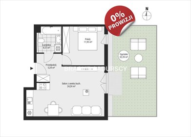 mieszkanie na sprzedaż 46m2 mieszkanie Kraków, Podgórze, Rybitwy, Bukowa