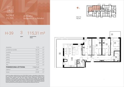 mieszkanie na sprzedaż 115m2 mieszkanie Bydgoszcz, Czyżkówko, Flisacka