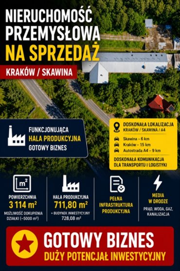 Gotowa fabryka manekinów z infrastrukturą i rozbudową lokal użytkowy Radziszów, Wytrzyszczek