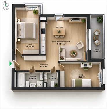 Przestronne 3-pokojowe mieszkanie 70 m² w Krakowie (Bronowice Wielkie) mieszkanie Kraków, Bronowice Wielkie, Bronowice Wielkie, Sosnowiecka