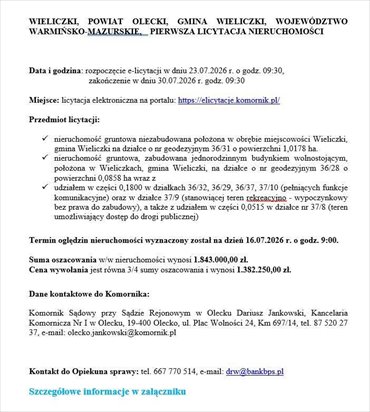 Zapraszam do licytacji działki i domu w Wieliczkach! działka Wieliczki