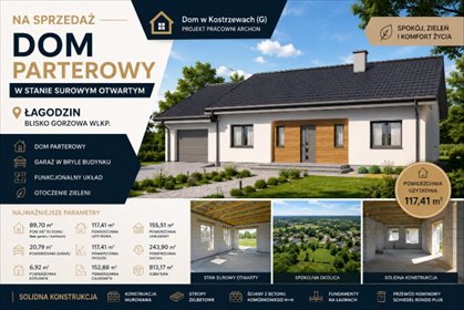 Dom w Łagodzinie 152 m² w stanie surowym otwartym zapraszam dom Łagodzin, Tajemnicza