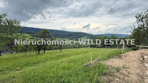Działka z rozpoczętą budową domu w Bieszczadach, widok i projektem działka Baligród, Stężnica