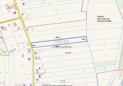 Działka 7 500 m² z mediami - bez planu w Brzuminie działka Brzumin