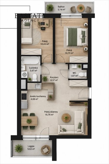 Polecam nowoczesne 3-pokojowe mieszkanie 55,77 m² z balkonem i loggią mieszkanie Warszawa, Białołęka, Mirabelki