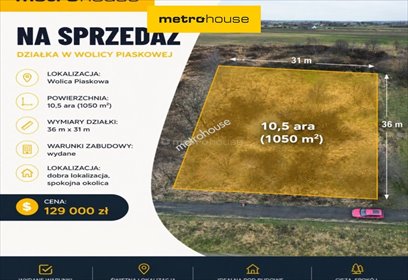 Zapraszam do zakupu działki 10,5 ara z mediami i warunkami zabudowy działka Wolica Piaskowa