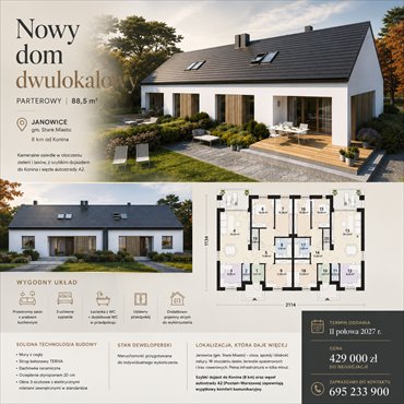 Polecam nowoczesny dom 88,5 m² w Janowicach z 3 sypialniami dom Janowice