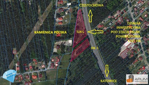 Działka pod stację paliw przy DK-1, 1 ha, media, dobra lokalizacja działka Romanów