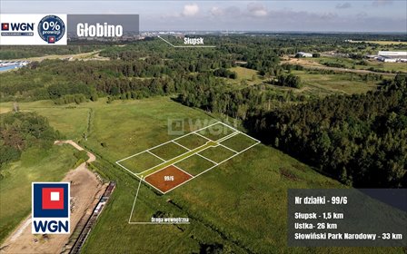 Działka budowlana 1033 m² blisko Słupska, MPZP, media w zasięgu działka Głobino, Łąkowa