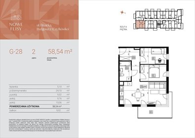 mieszkanie na sprzedaż 59m2 mieszkanie Bydgoszcz, Czyżkówko, Flisacka