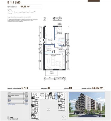 Na sprzedaż przestronne 3-pokojowe mieszkanie 64,55 m² w Krakowie mieszkanie Kraków, Zabłocie, Pana Tadeusza 7