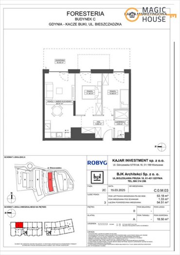 mieszkanie na sprzedaż 53m2 mieszkanie Gdynia, Wielki Kack, Bieszczadzka