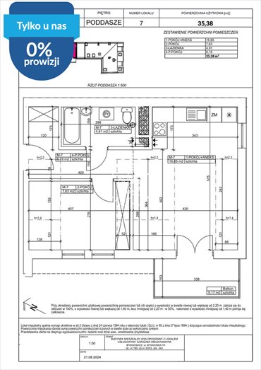 Przestronne 2-pokojowe mieszkanie 35,38 m2 w Fordonie mieszkanie Bydgoszcz, Fordon, Bydgoska