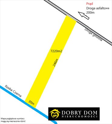 Działka rolna z dostępem do rzeki Czarna, 7 300 m² działka Koźliki