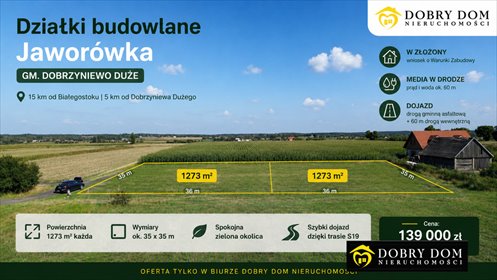 Zapraszam do zakupu działek 1273 m² w Jaworówce działka Jaworówka