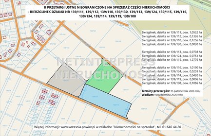 Sprzedam działkę 13 134 m² w Bierzglinku, Wrzesiński działka Września, Bierzglinek