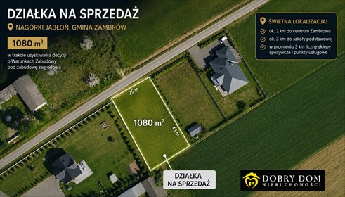 Działka 1080 m² w Nagórki-Jabłoń (blisko Zambrowa) działka Nagórki-Jabłoń