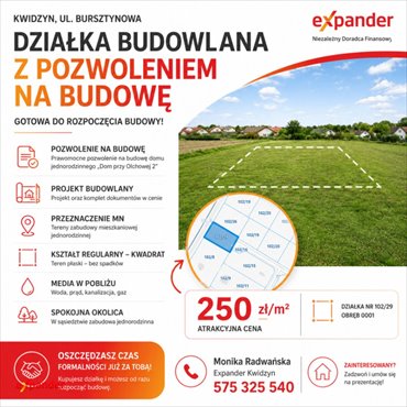 Działka budowlana z pozwoleniem na budowę w Kwidzynie działka Kwidzyn, Bursztynowa