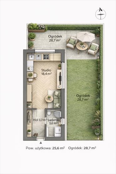 Sprzedam nowoczesne 26 m² z ogródkiem i garażem w Rembertowie mieszkanie Warszawa, Rembertów, Chełmżyńska
