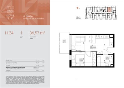 mieszkanie na sprzedaż 37m2 mieszkanie Bydgoszcz, Czyżkówko, Flisacka
