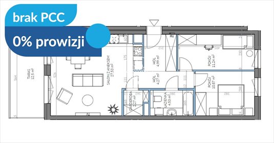 Przestronne 3-pokojowe mieszkanie na Kapuściskach - polecam! mieszkanie Bydgoszcz, Kapuściska, Sandomierska